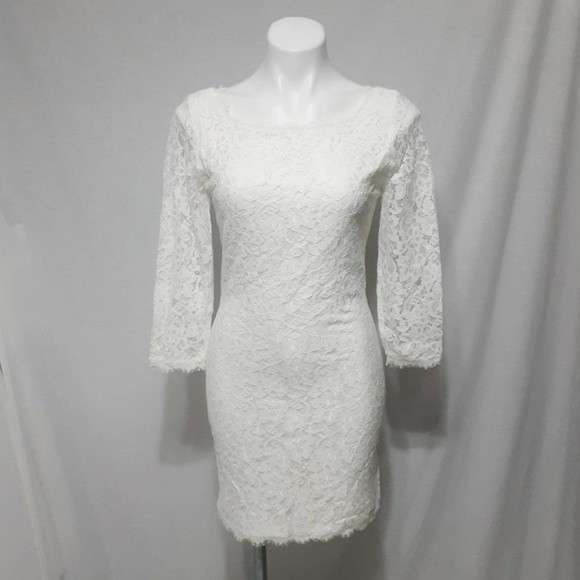 DVF Diane Von Furstenberg Women's Zarita White Lace Shift Dress Size 6 - Picture 3 of 9